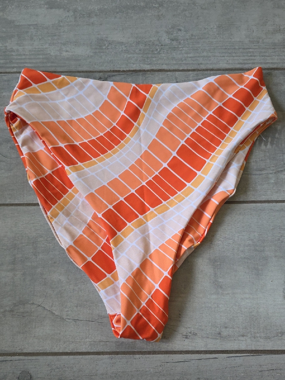 Skatie Orange and Cream Mosaic Swim Bottoms - San Clemente